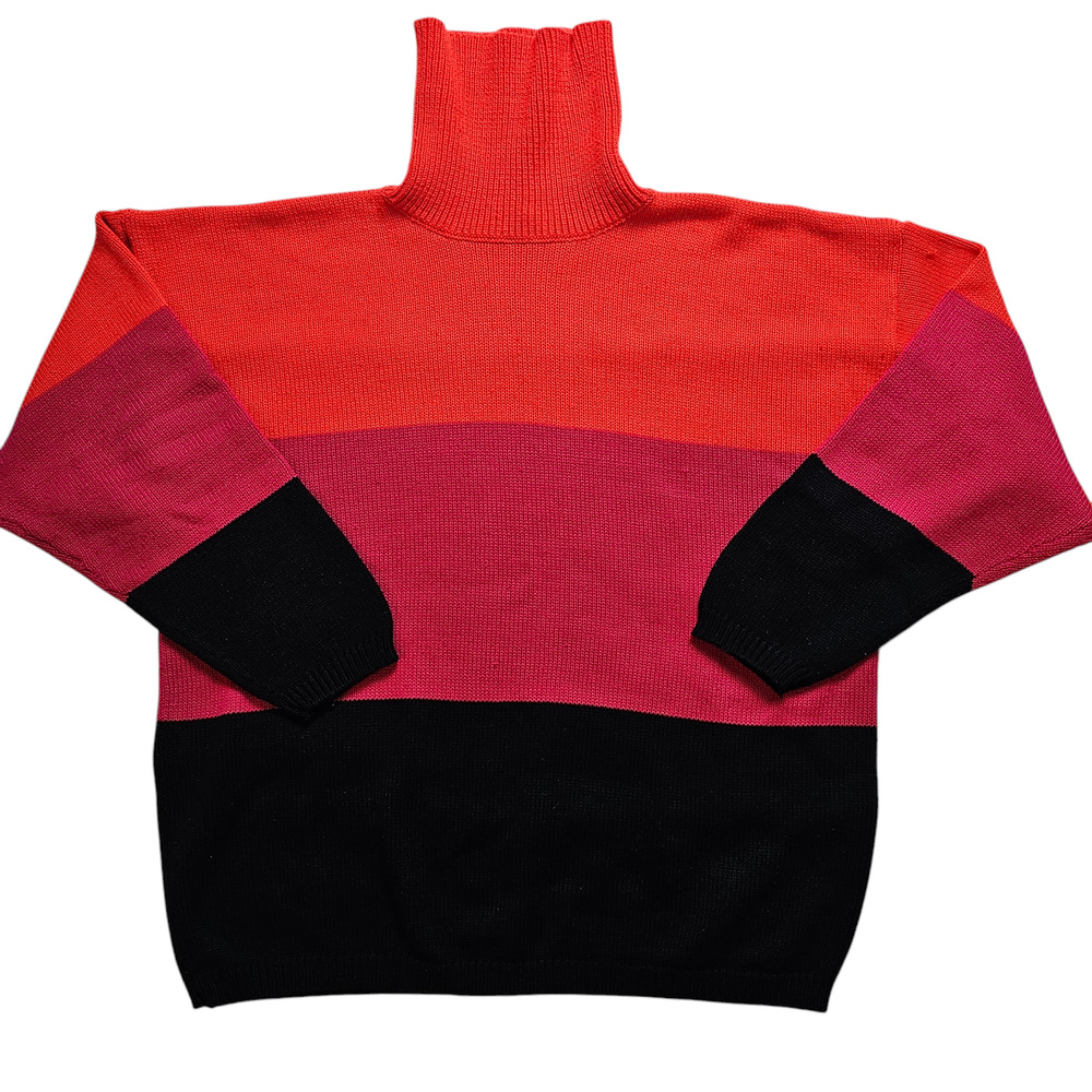 VTG 90s Turtleneck oversized sweater bold retro color block size 22/24